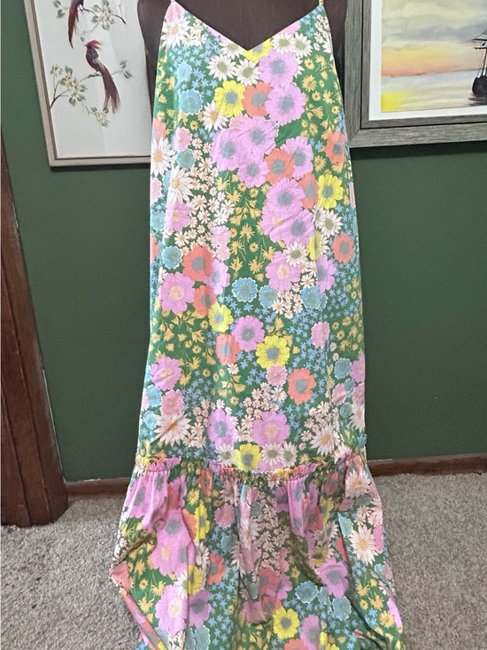 Scoop Dresses & Skirts - Green Floral Maxi Dress with Pastel Blooms and pockets!